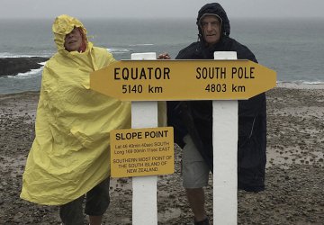 Am Slope Point, dem südlichsten Punkt Neuseelands.